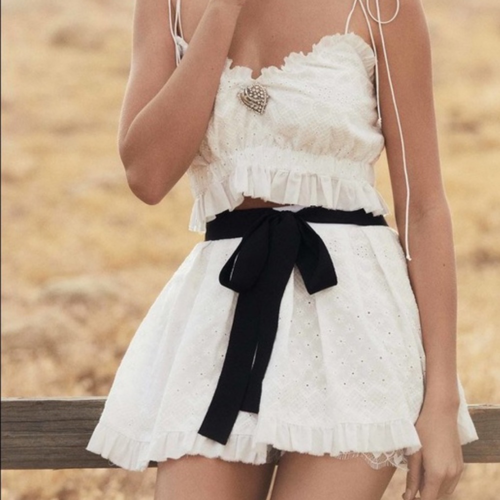FOR LOVE & LEMONS
Charlotte Eyelet Mini Skirt
